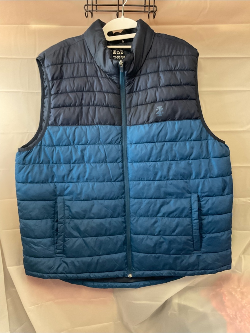 Izod Blue Colorblock Quilted Puffer Vest - Navy & Royal